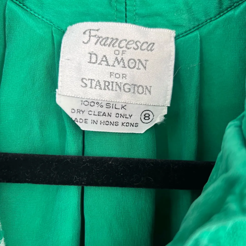 Francesca of Damon for Starlington Vintage Italian Green silk Button - Image 5