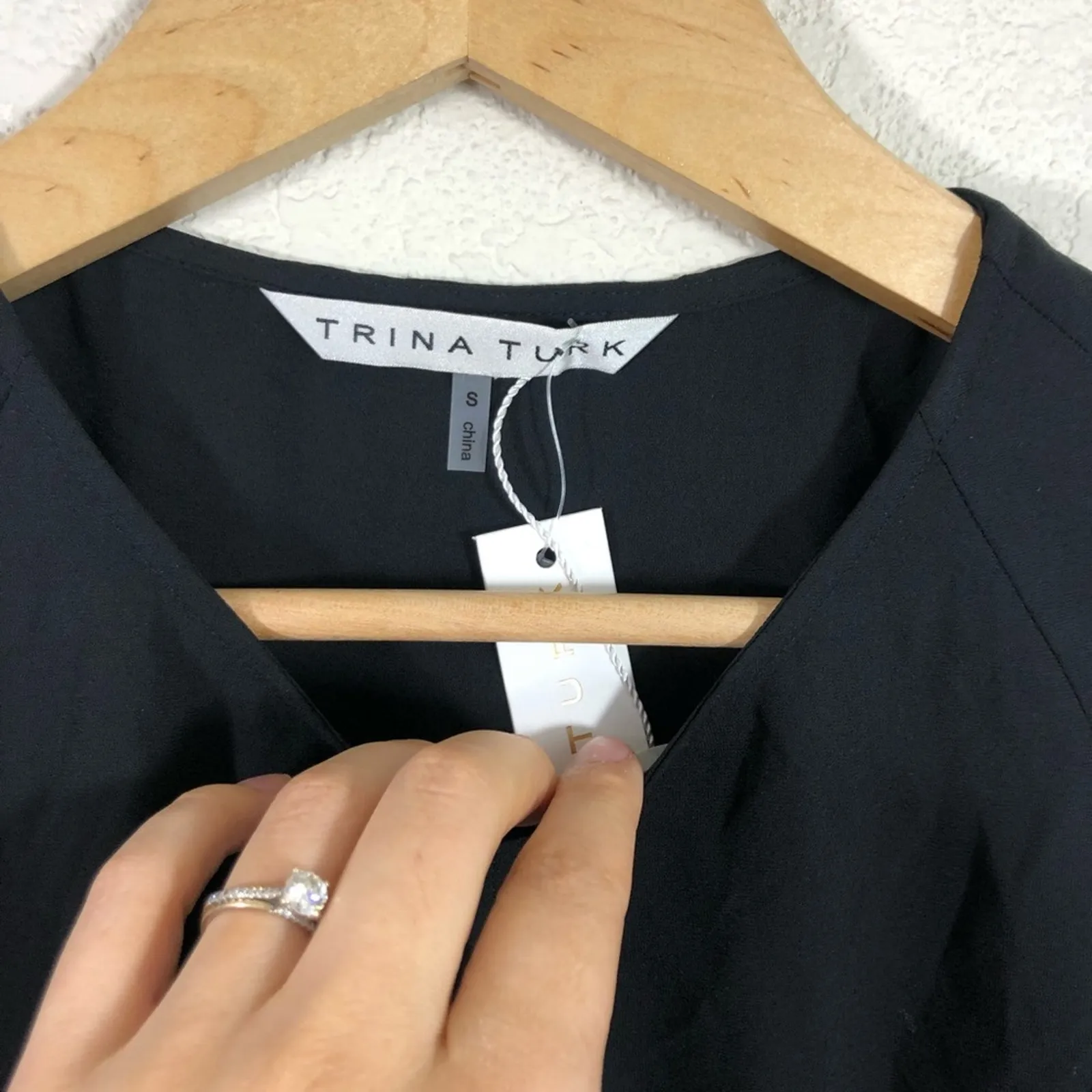 NWT Trina Turk Alee black flutter sleeves cape blouse - Image 8