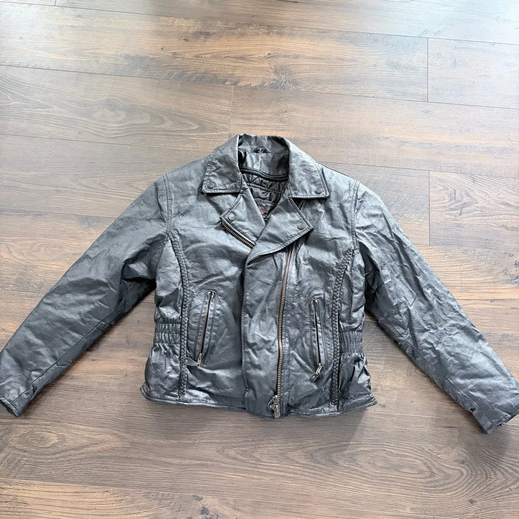 USA Bikers Dream Apparel Black Leather Jacket - Image 9