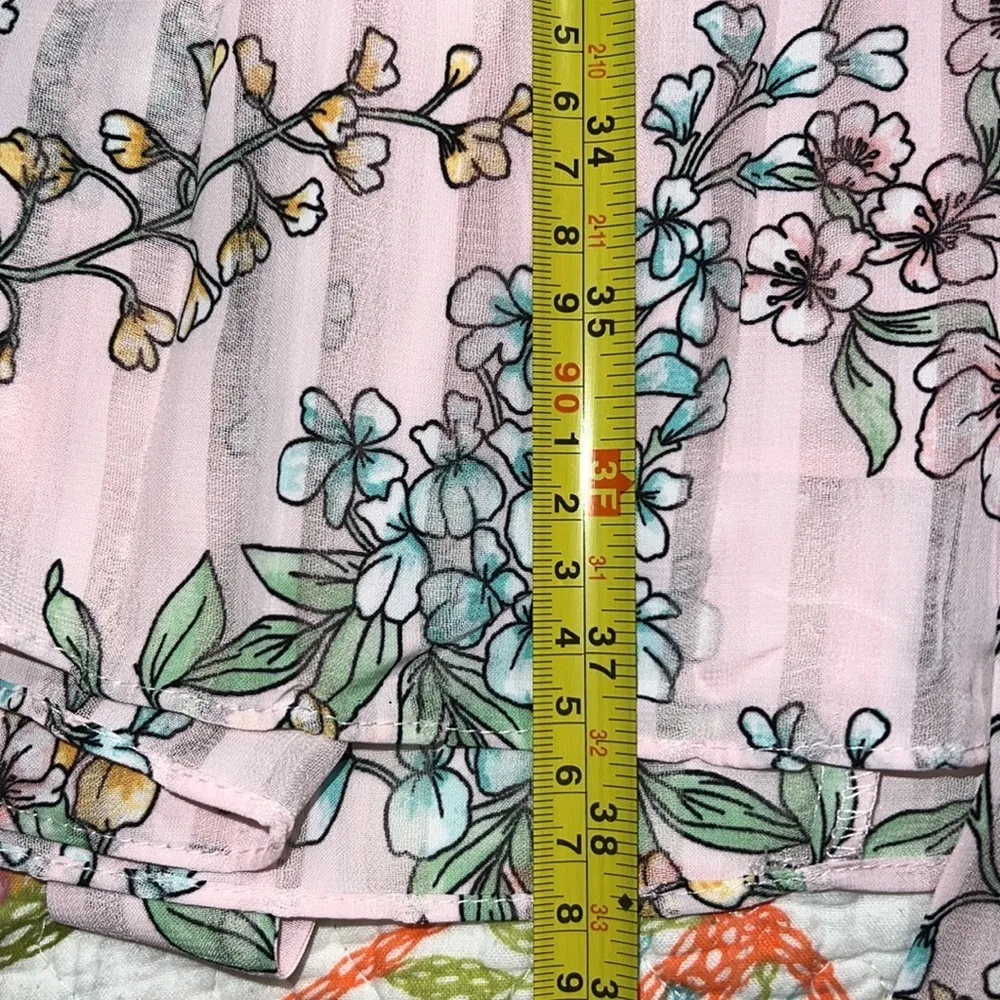 Nanette Lepore size 8 dress vintage apricot 158-9 print lined pleated floral tie - Image 7
