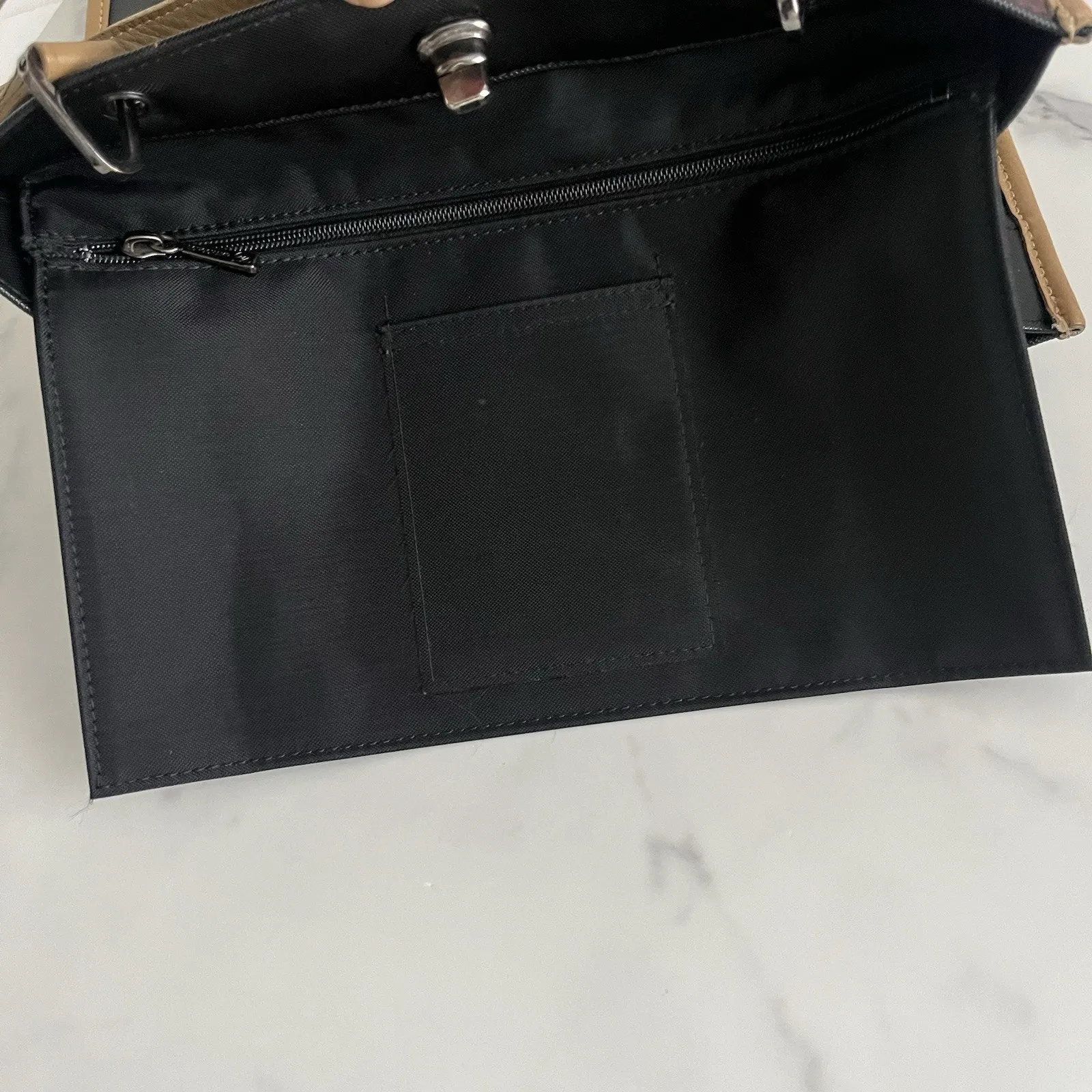 Longchamp VTG Tote Black Beige Leather Trim Tall Handbag Retro Chic minimalist - Image 9