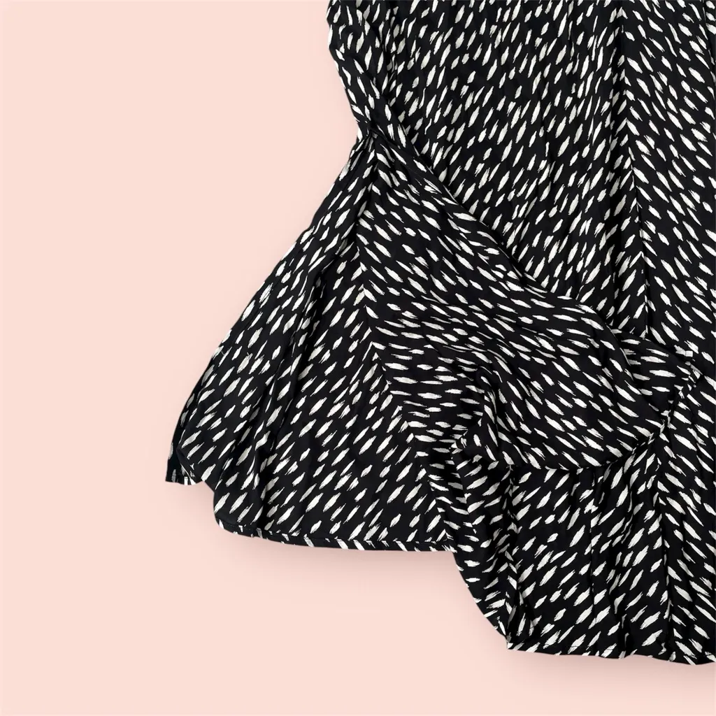 Velvet by Graham & Spencer Painted Dots Midi Skirt with side Slits size L Black Size L - Image 4