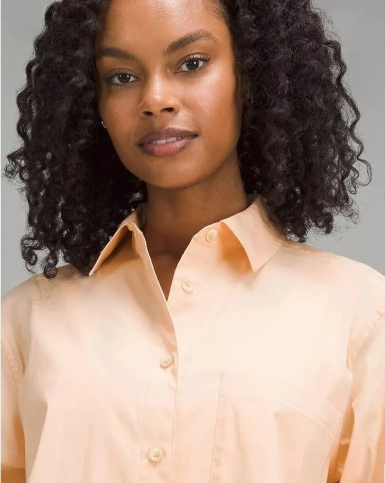 Lululemon S Relaxed-Fit Cotton-Blend Poplin Button-Down Shirt Peach Bell… - Image 4