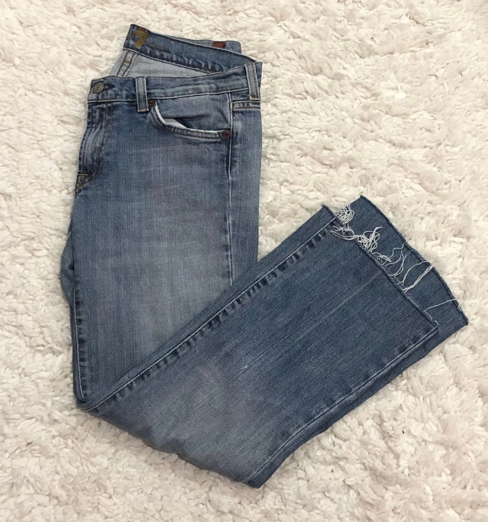 7 for All Man Kind Bootleg Jeans Raw Distressed Hem 28 - Image 2