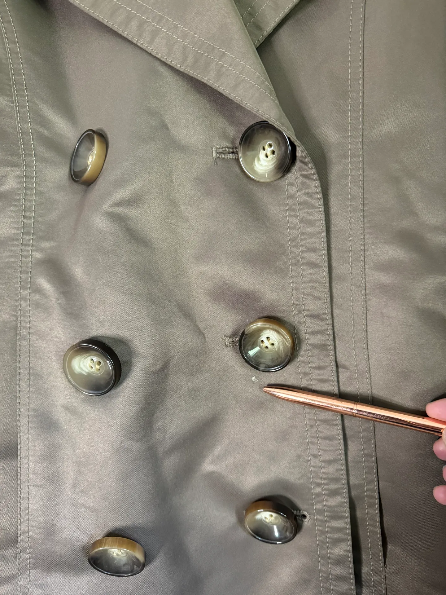 Double Breasted Belted Trench Coat Jacket Size Small - Image 7