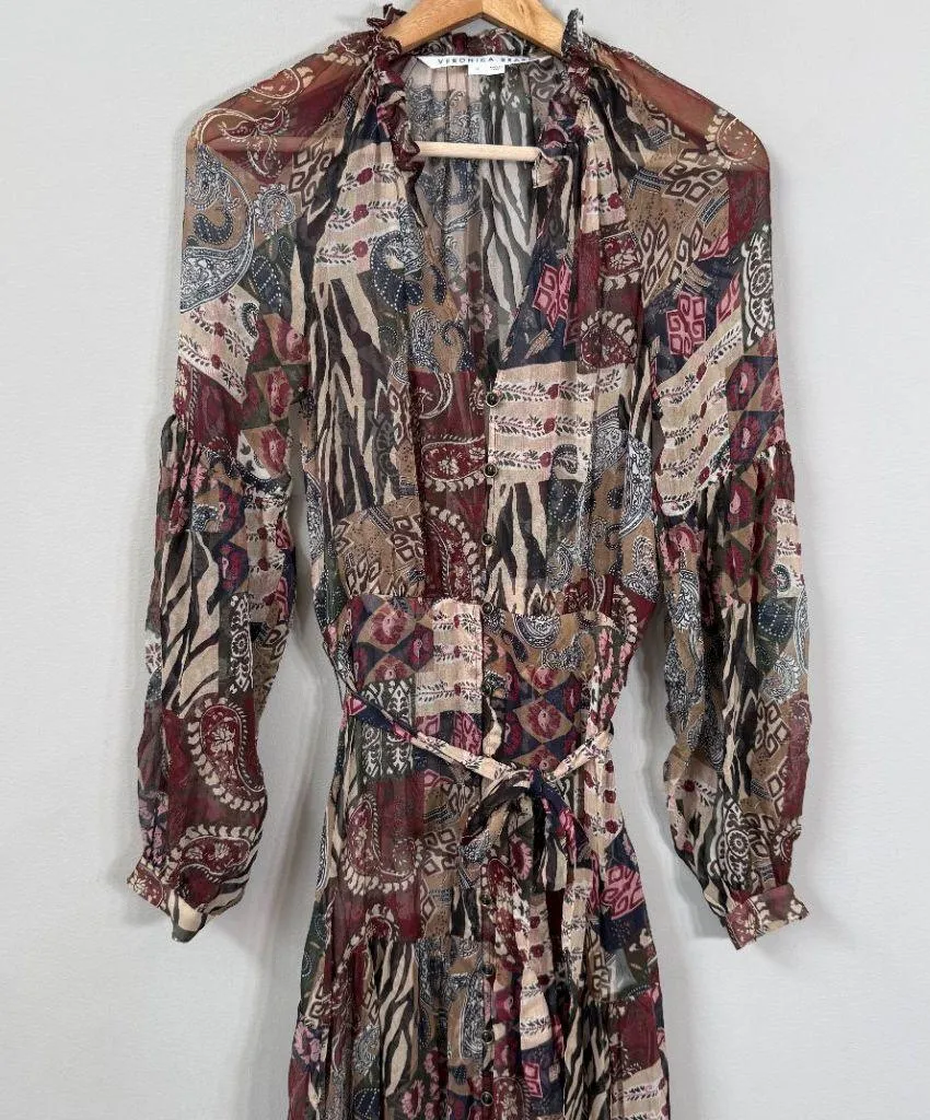 Veronica Beard Isra Multi-Print Silk Maxi Dress Women's 0 Paisley Tie Waist NWOT - Image 8