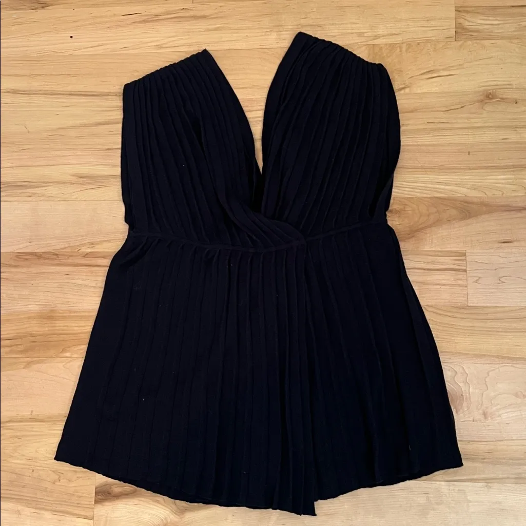 Anthropologie Yellow Bird Black Sleeveless Accordion Knit Sweater Small - Image 8