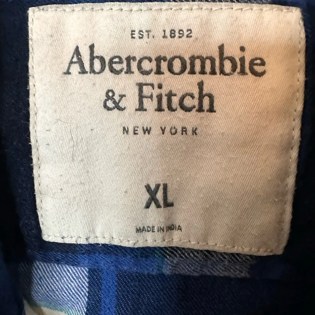 Abercrombie & Fitch Navy Checkered Flannel Shirt Muscle Fit - Image 4