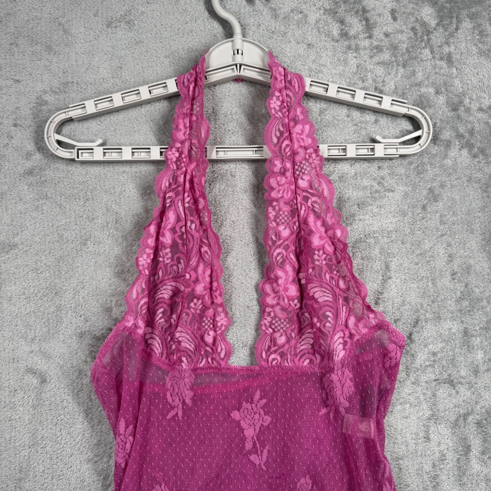 Fredericks of Hollywood Cami L Pink Lace Halter Top Y2K Coquette Grunge Fairy Size L - Image 4