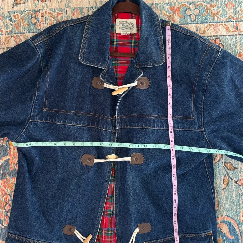 Charter Club Weekend Wear Red Plaid Cotton Chore Coat Sz Large Outerwear Flannel - Image 15