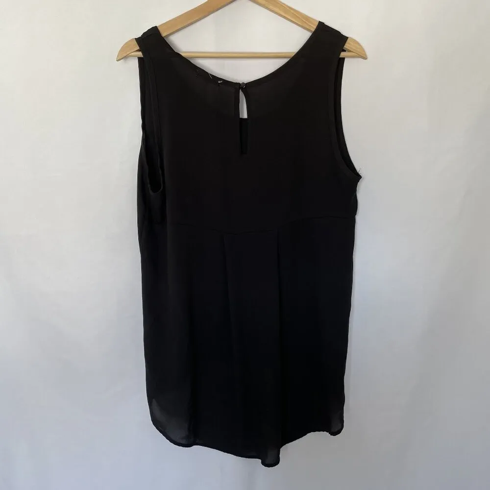 Anthropologie Pleione Black Sleeveless High-Low Hem Blouse L lightweight top - Image 9