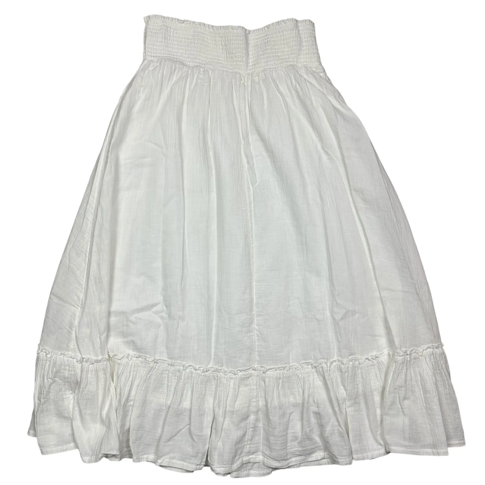 NWT Quince White Organic Cotton Gauze Smocked Maxi Skirt Boho Festival Casual L - Image 6