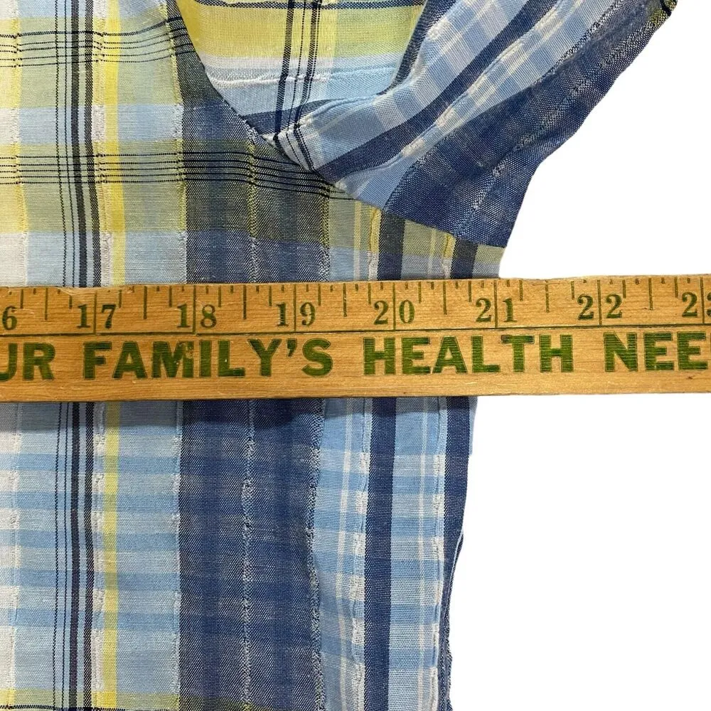 Allison Daley Women’s Shirt Petite 10P Button Up Long Sleeve Yellow Blue Plaid - Image 5