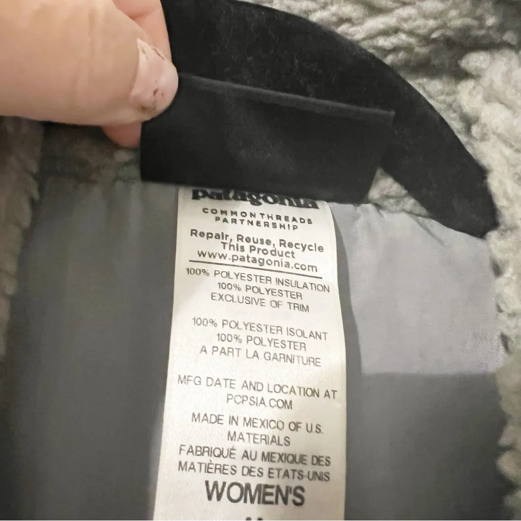 Patagonia Retro-X Deep Pile Fleece Vest Womens Solid Grey Size Medium M - Image 4