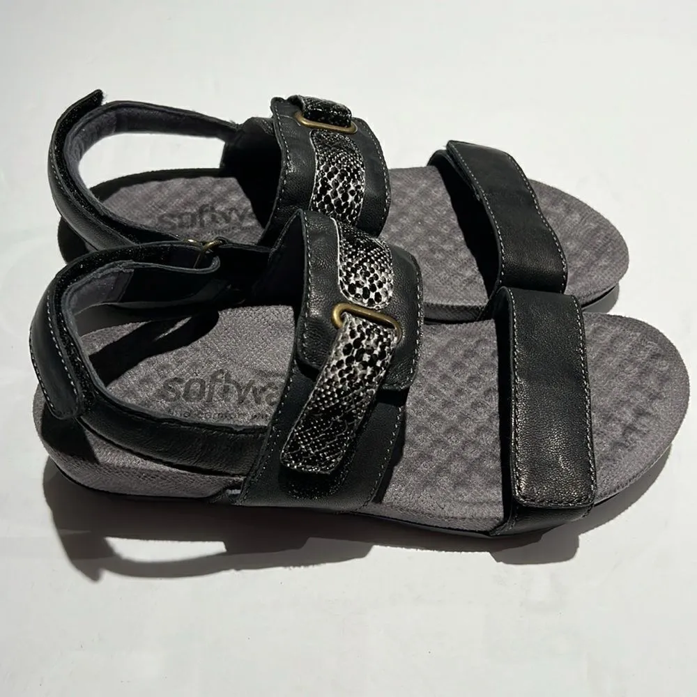 Soft Walk Black Leather Adjustable Sandals Size 5M. B61 - Image 3