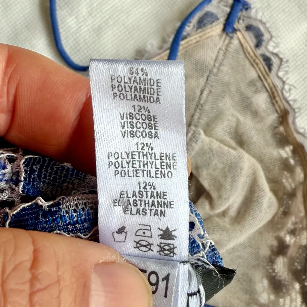 Cosabella Pret a Porter Triangle Bralette, Navy Blue/Canvas, Sz S, EUC - Image 9