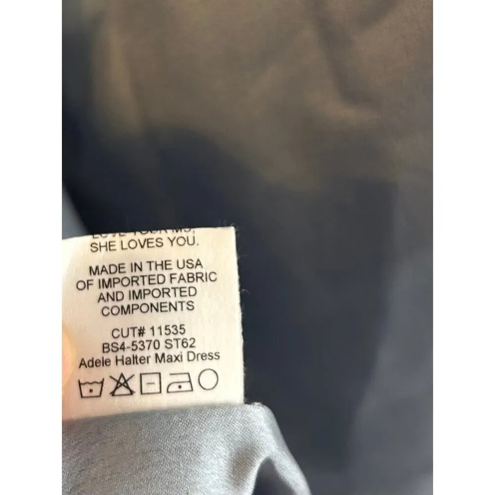 Show Me Your Mumu Adele Halter Maxi Dress in Steel Blue Luxe Satin M - Image 4