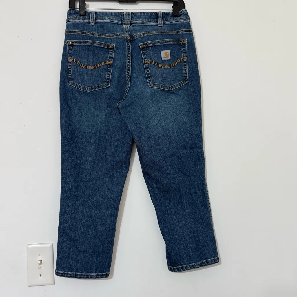Carhartt Women’s Jeans Blue Original Fit Crop Size 4 Classic Casual Denim - Image 4