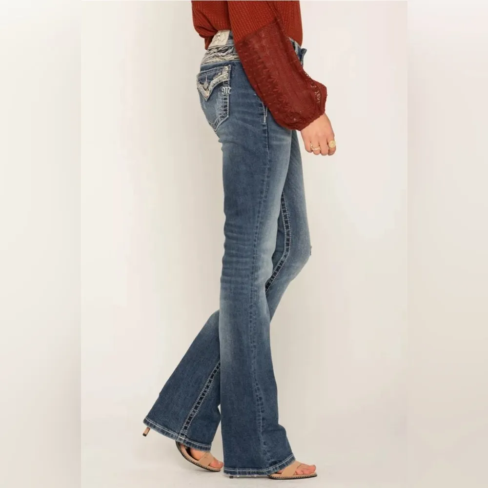 Jeans Lightly Loved Worn Once. Beautiful Pearls, Rhinestones, Sequins - Image 3