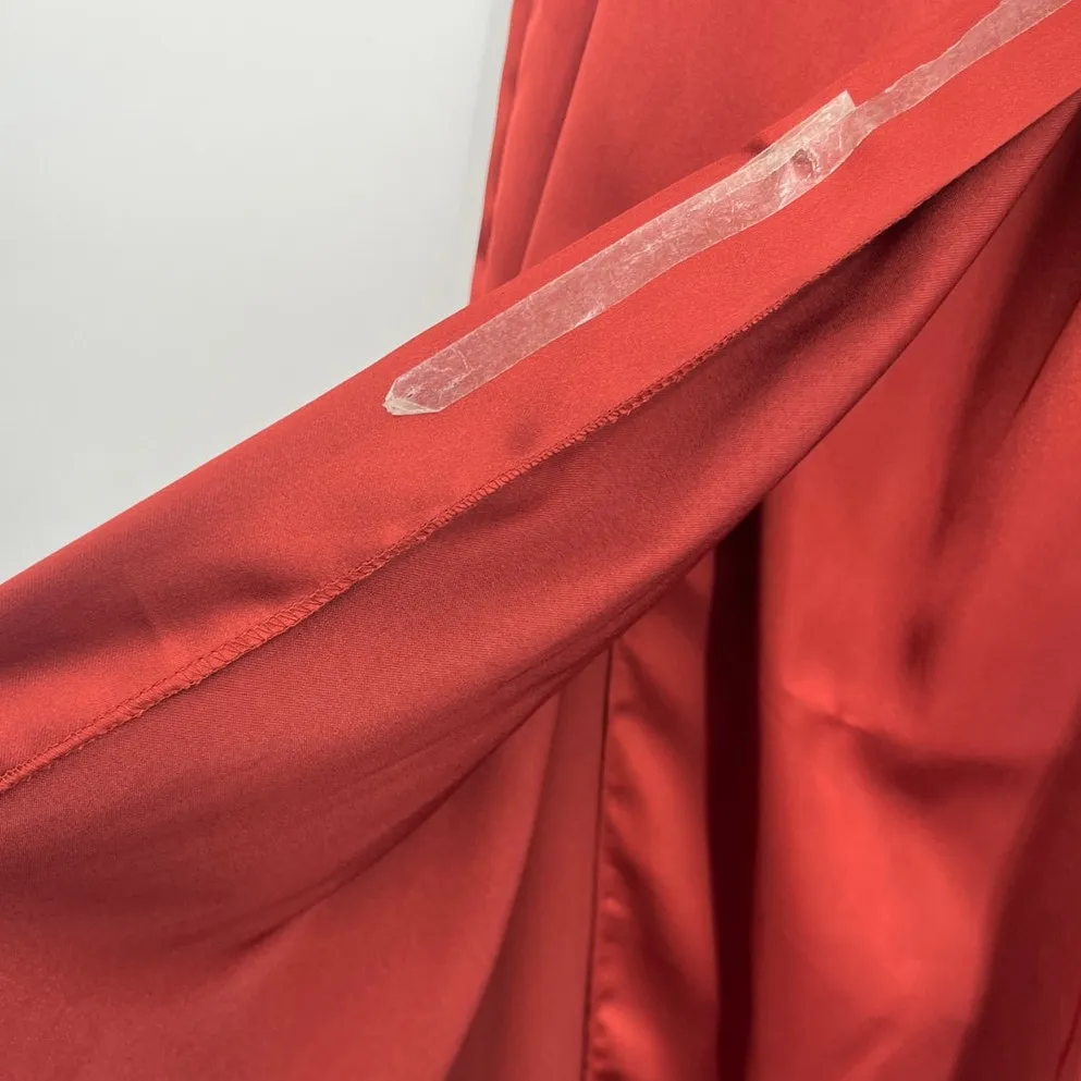 Asos Maxi Wrap Satin Skirt Sz 0 Rust Y2K Minimalist Formal Bias Sleek Modern - Image 7