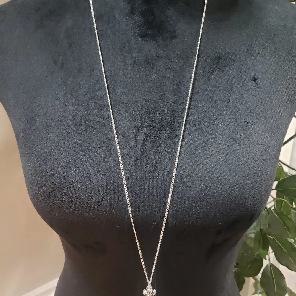 Womens Fashion Clear Faceted Rock Crystal Pendant Teardrop Necklace with Lobster - Image 2