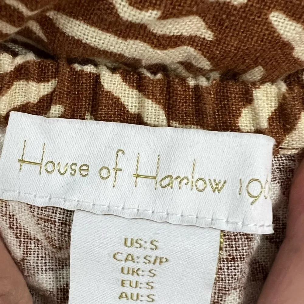 House of Harlow Linen Brown Palm Mini Dress - Size S - Image 10