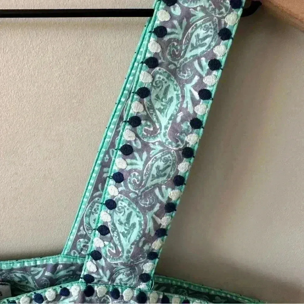 Vineyard Vines Blue White Embroidered Tiny Leaves Romper Women's Size S - Image 3