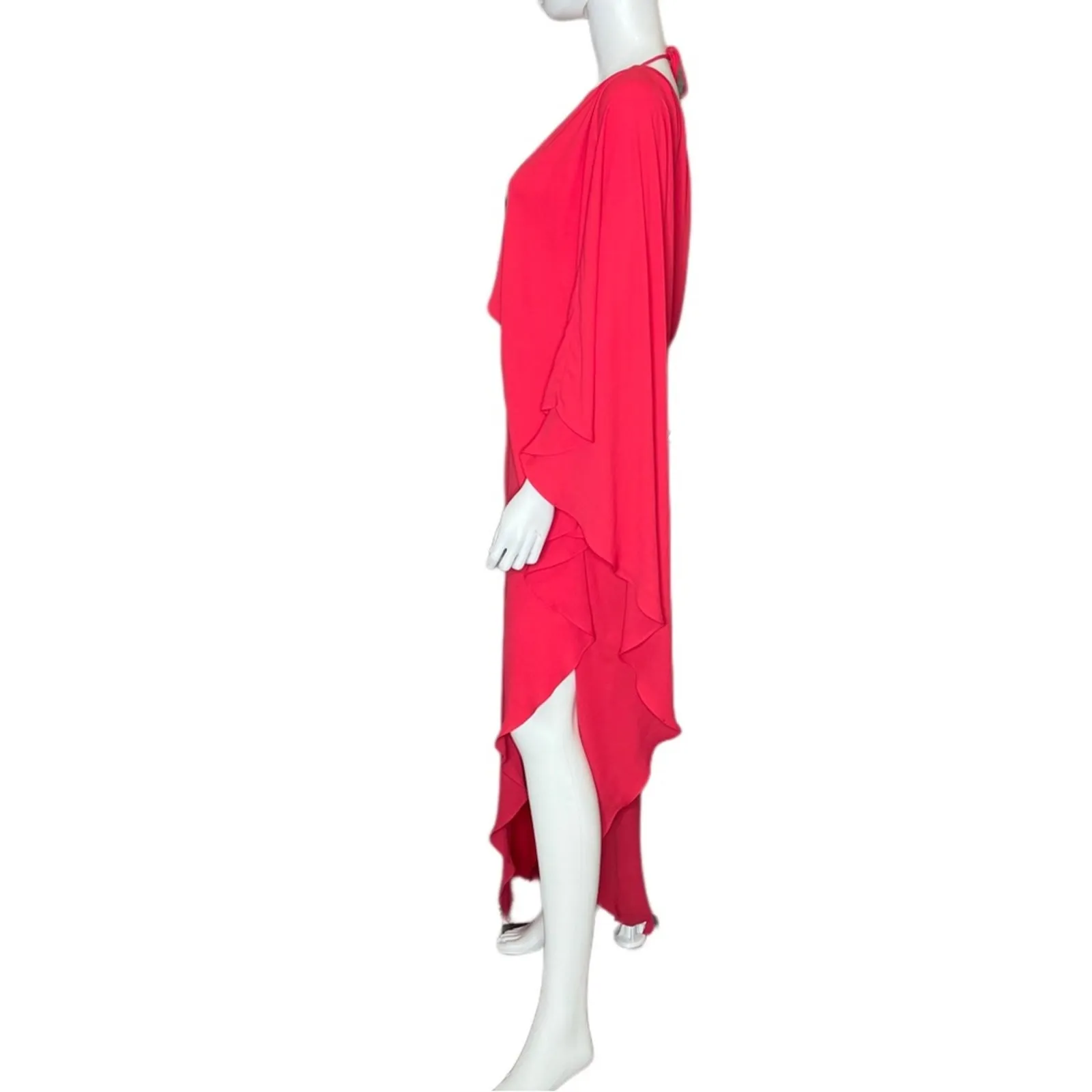 HALSTON HERITAGE One-Sleeve Cowl-Back Maxi Dress Rose Red Women’s Sz 0 - Image 3