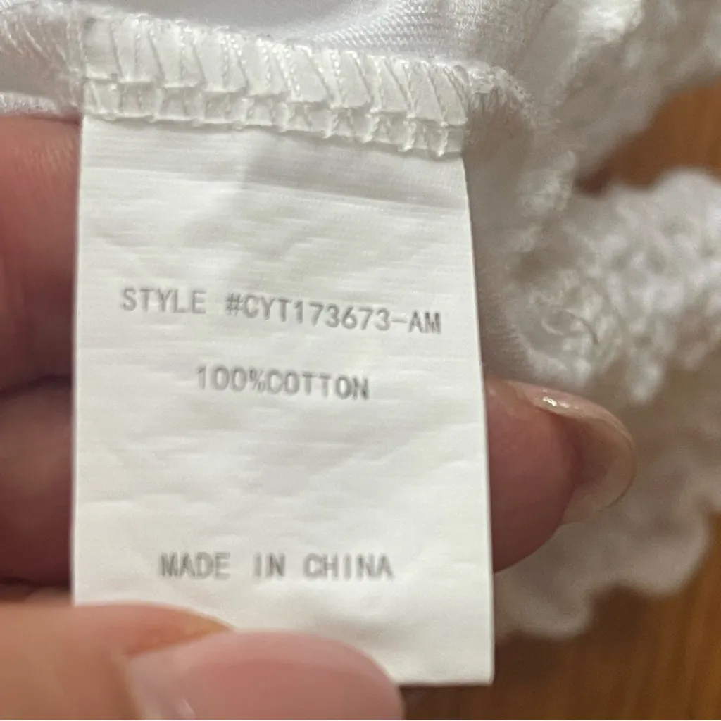 Code x Mode White Smocked Waist Short Sleeve Top classic Casual minimalist Sz L - Image 9