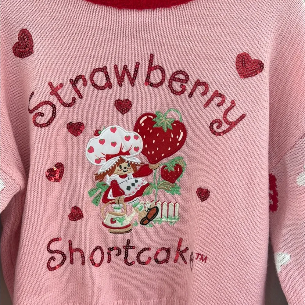 Pink Strawberry Shortcake Sweater Size M - Image 4