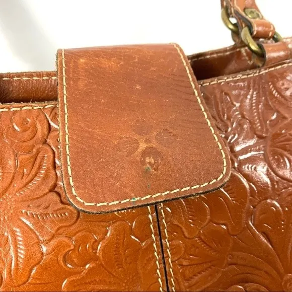 Patricia Nash  Brown Leather Floral‎ Hand Bag - Image 2