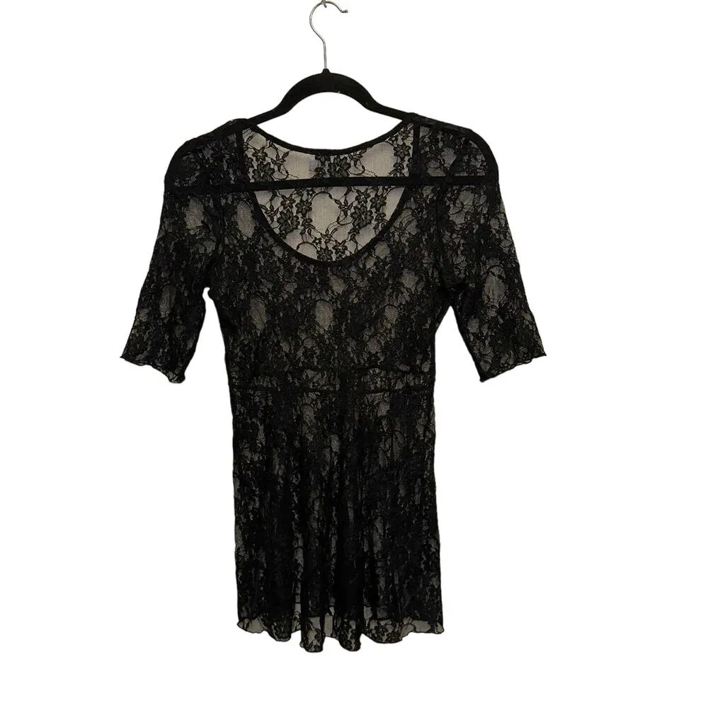 BKE Black Lace Mini Scoop Neck Dress - Image 2