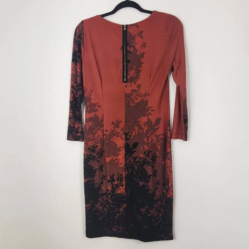 Just Taylor Red and Black Sheath Dress Size 2 Black and Red Print Dress - Image 4