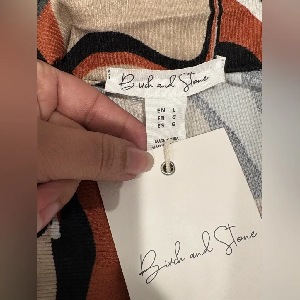 🆕 Birch and Stone Abstract Swirl Dress with Zipper Size L Black Size L - Image 6