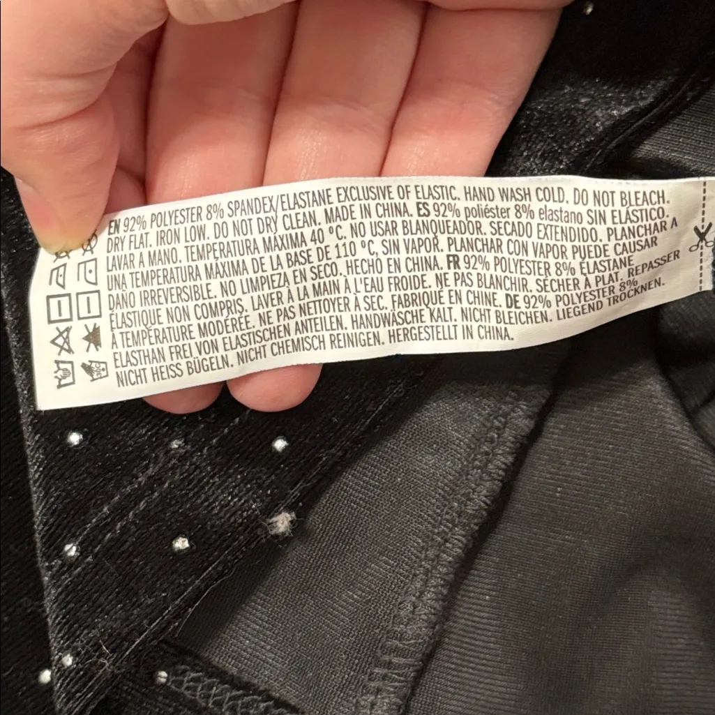 Forever 21 Winter Collection Black Velvet Silver Studded Accent Mini Dress sz L - Image 9