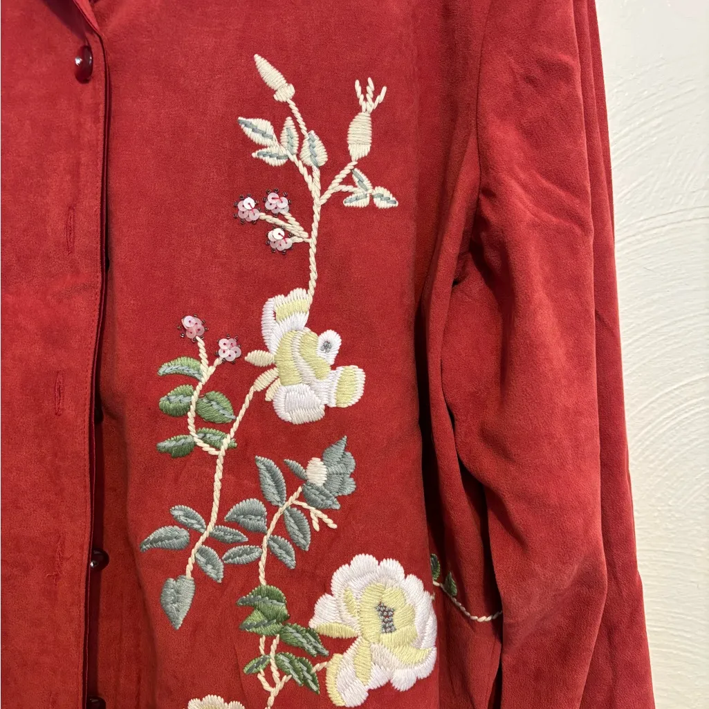 Susan Graver Embroidered Button-Front Top – Size XL - Image 5