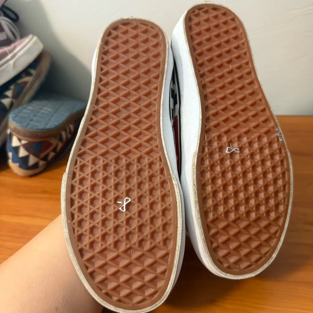 Vans  Authentic Low Top Color Block Red Blue‎ Checkerboard Suede Lace Up Sneaker - Image 7