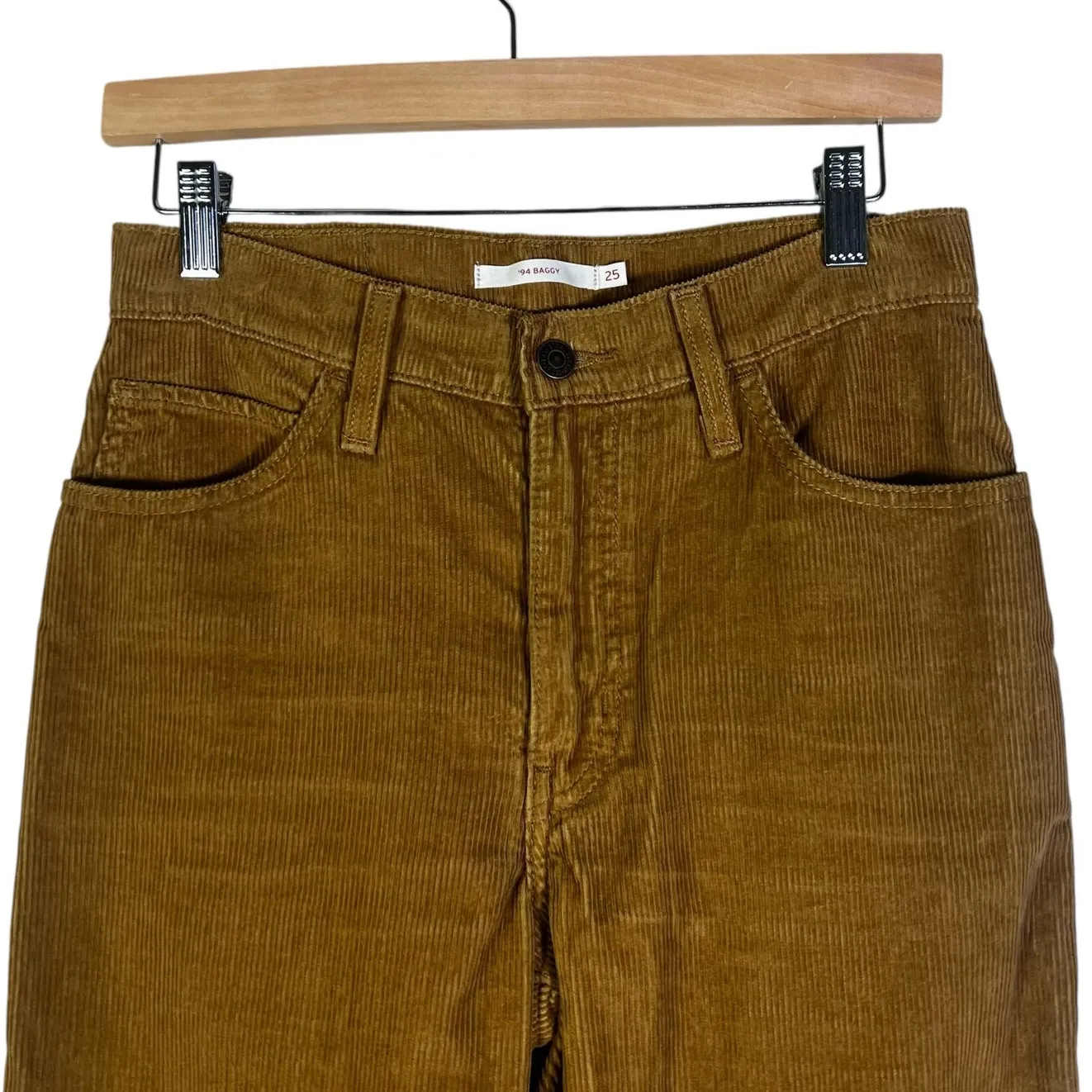 Levi’s 94 Baggy Corduroy Pants Womens 25 Brown 100% Cotton High Rise Retro 90s - Image 3
