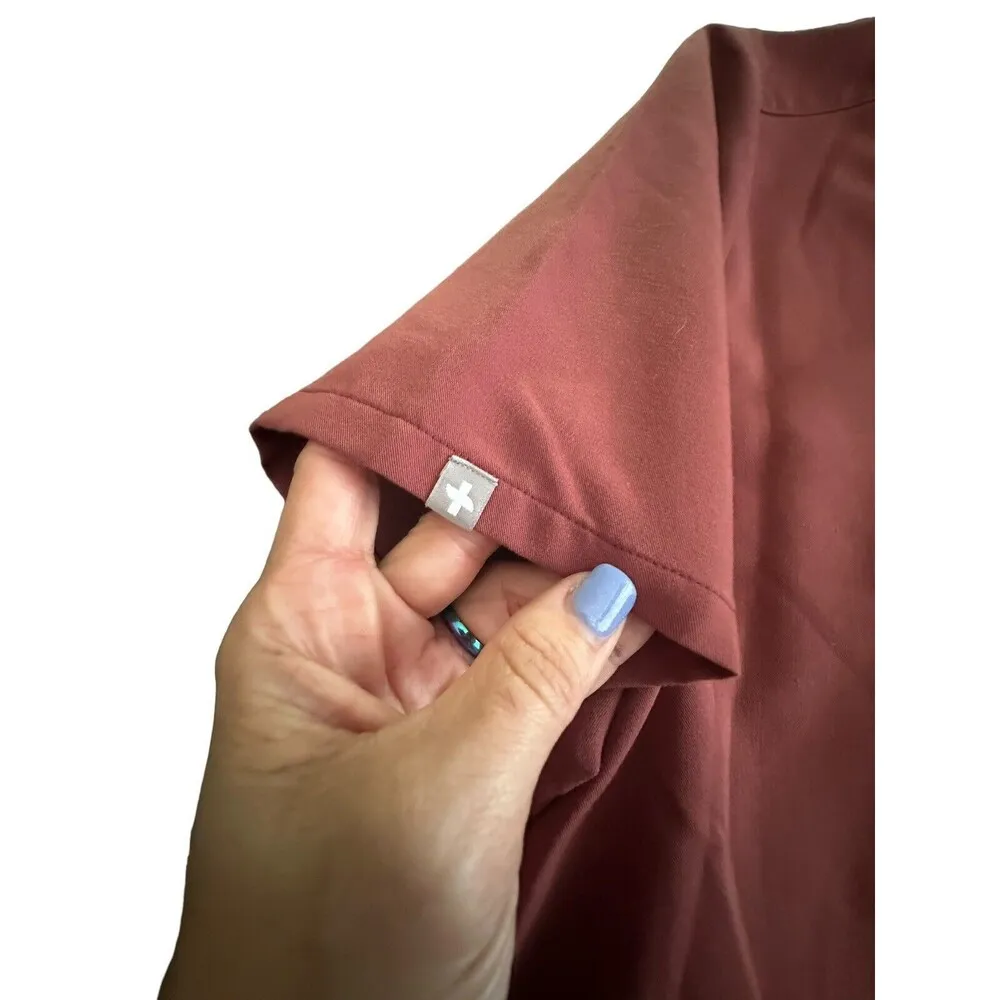 FIGS Technical Collection Casma V Neck Scrub Top Stretch XL Burgundy FW1100 Q1-5 - Image 6