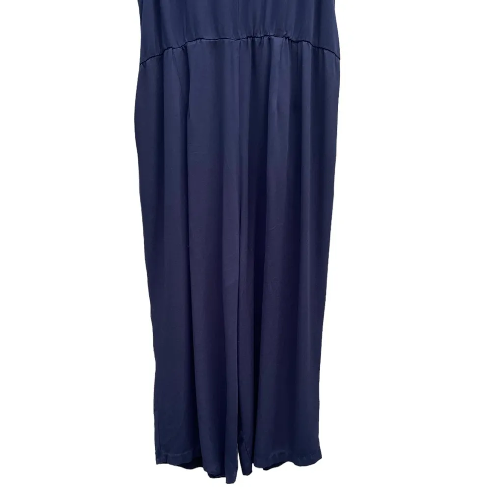 Eloquii Wide Leg Sleeveless V Neck Jumpsuit Plus Size Navy Blue One Piece Sz 22 - Image 7