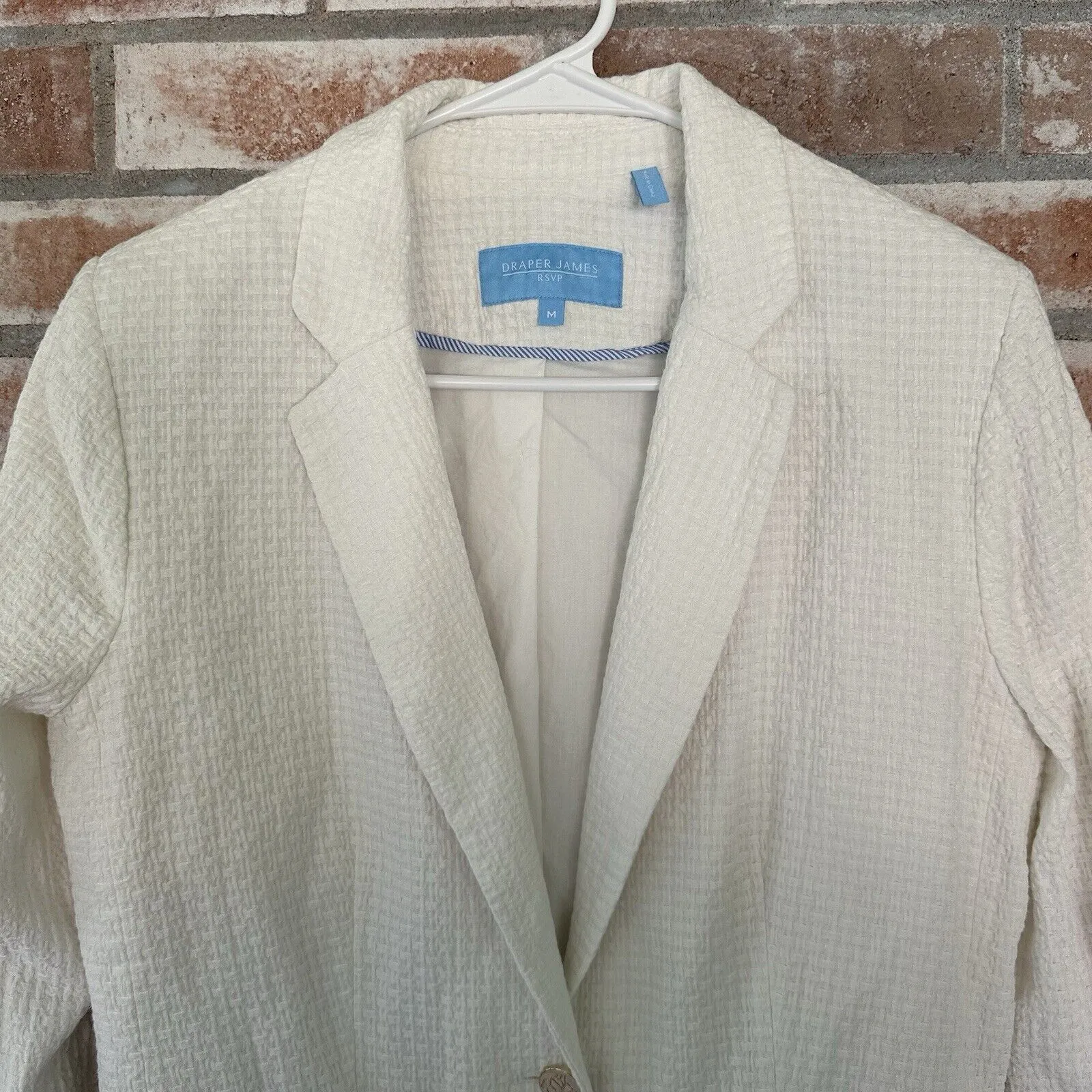Draper James Woven Textured White Blazer Jacket Medium - Image 3