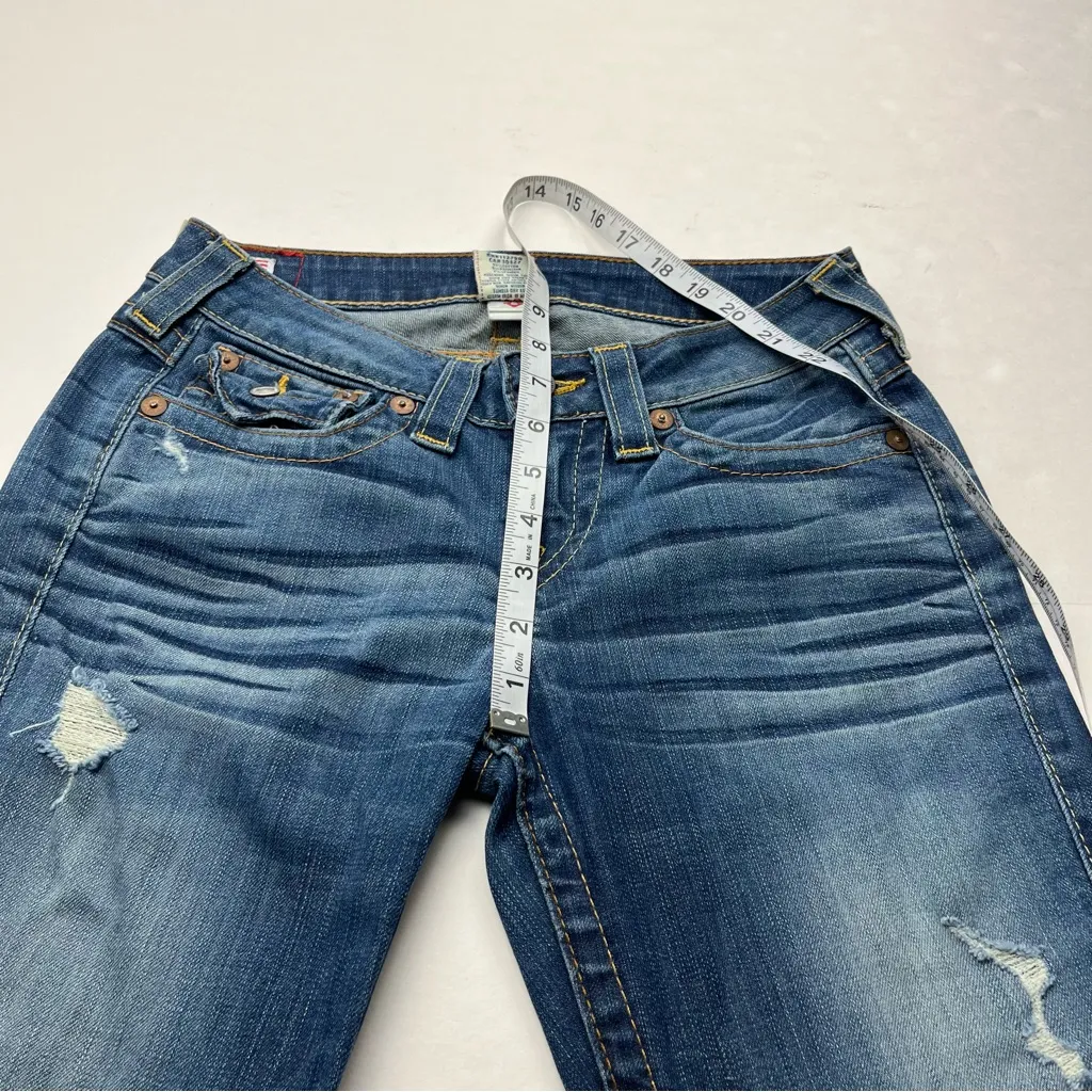 True Religion Becky Womens Size 27 Blue Denim Jean Distressed Low Rise *FLAWED‎ - Image 11