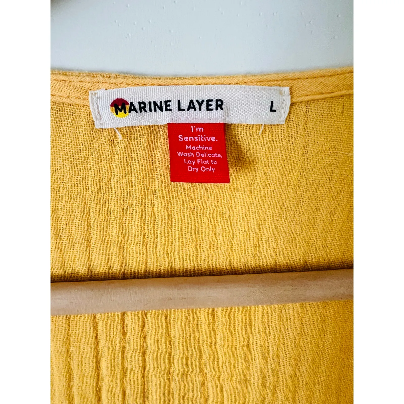 Marine Layer Valencia Wrap Dress Golden Yellow Women's Large Adjustable Gauze - Image 4