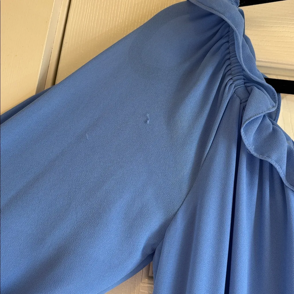 Naked Zebra | Blue Mini-Dress Elastic Neck/Sleeves Fully Lined Skirt Size Large - Image 9