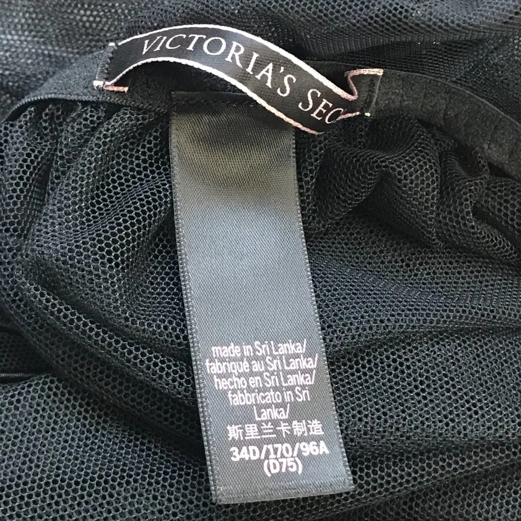 Victoria's Secret Floral Lace Babydoll Nightie Women's Size‎ 34D Black Underwire - Image 8