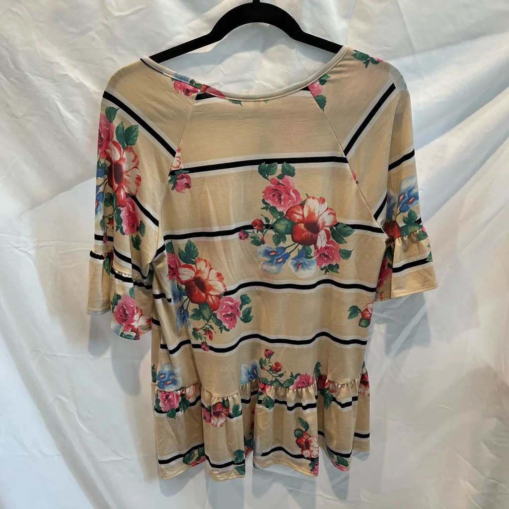 Lime N Chili Floral Striped Top Pink Size M - Image 2