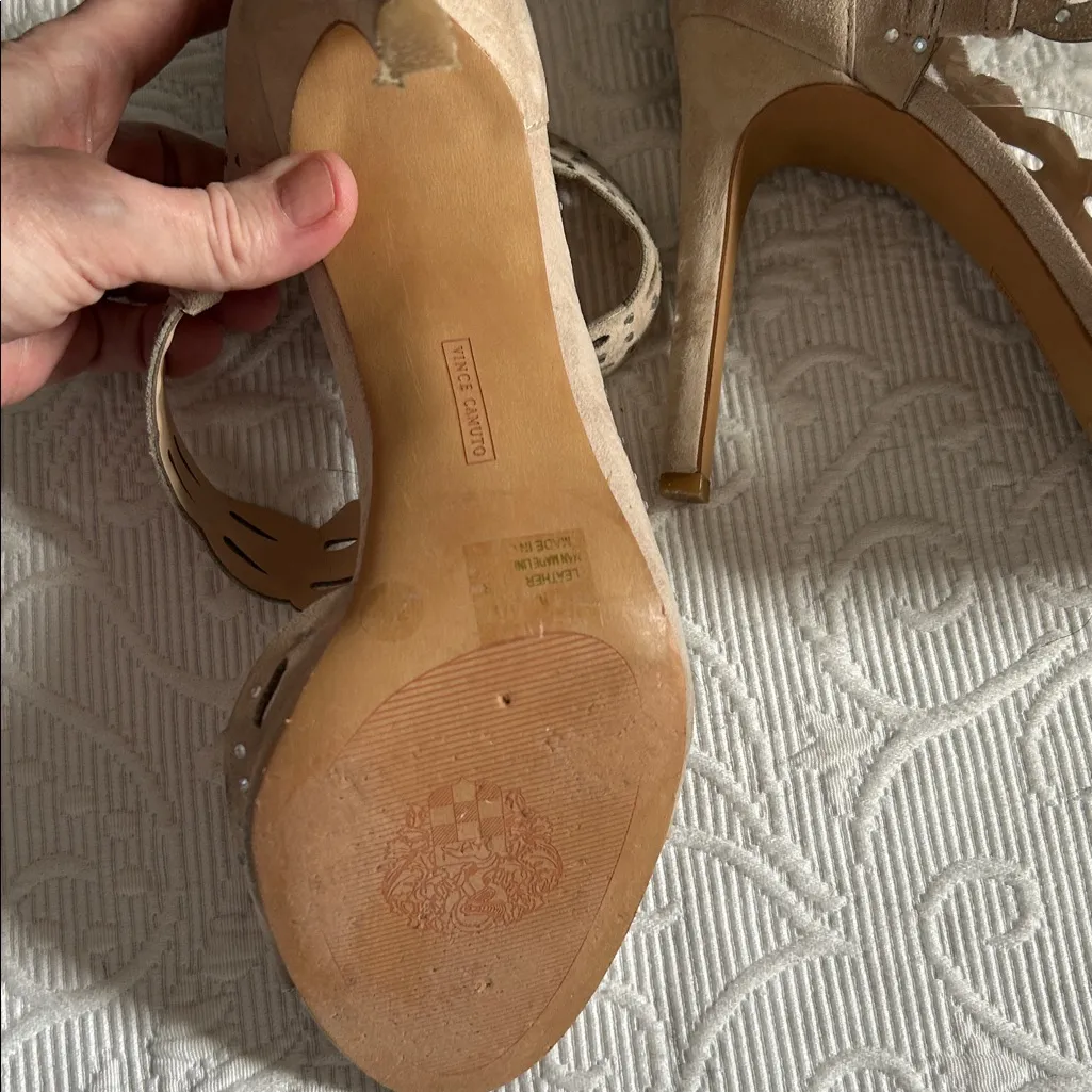 Vince Camuto Tan Cutout Heels with Rhinestones - Image 5