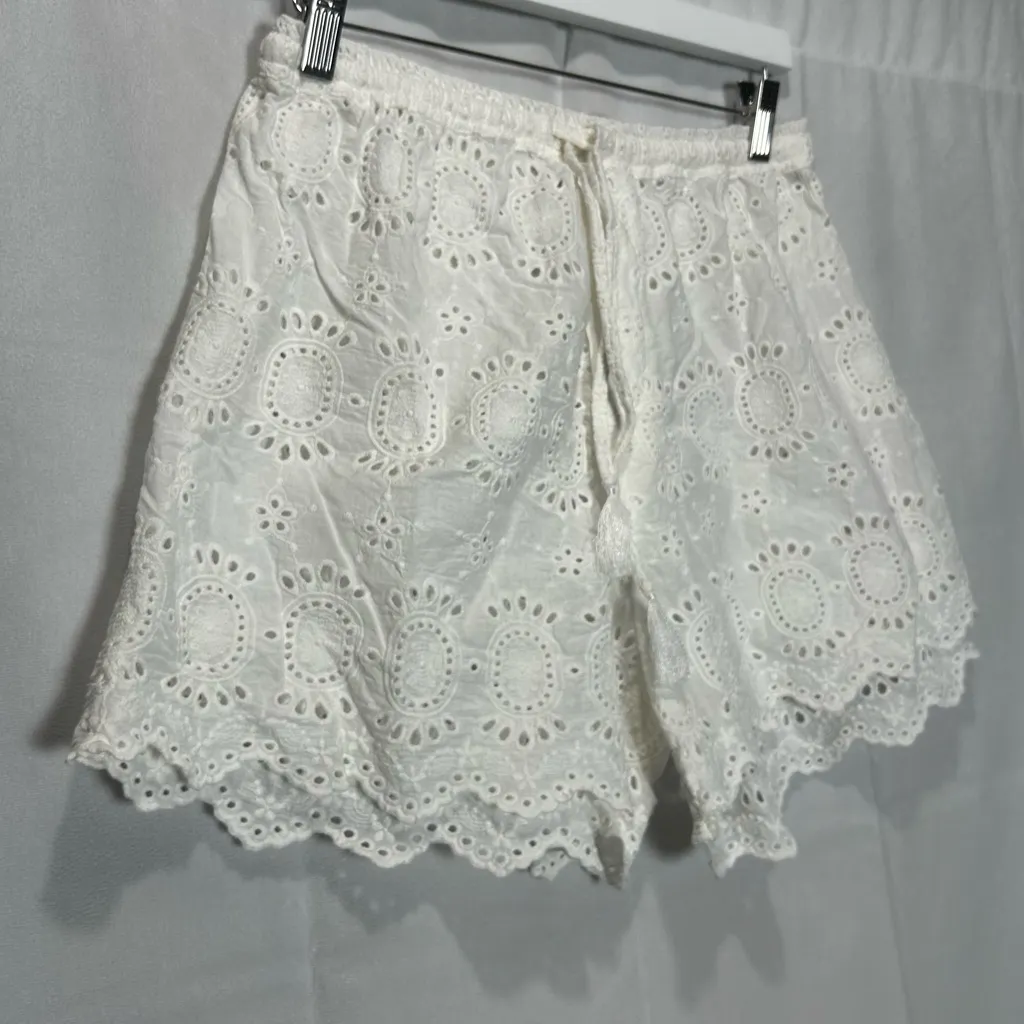 Natalie Martin X Madewell White Eyelet 100% Cotton Shorts Size Large - Image 2