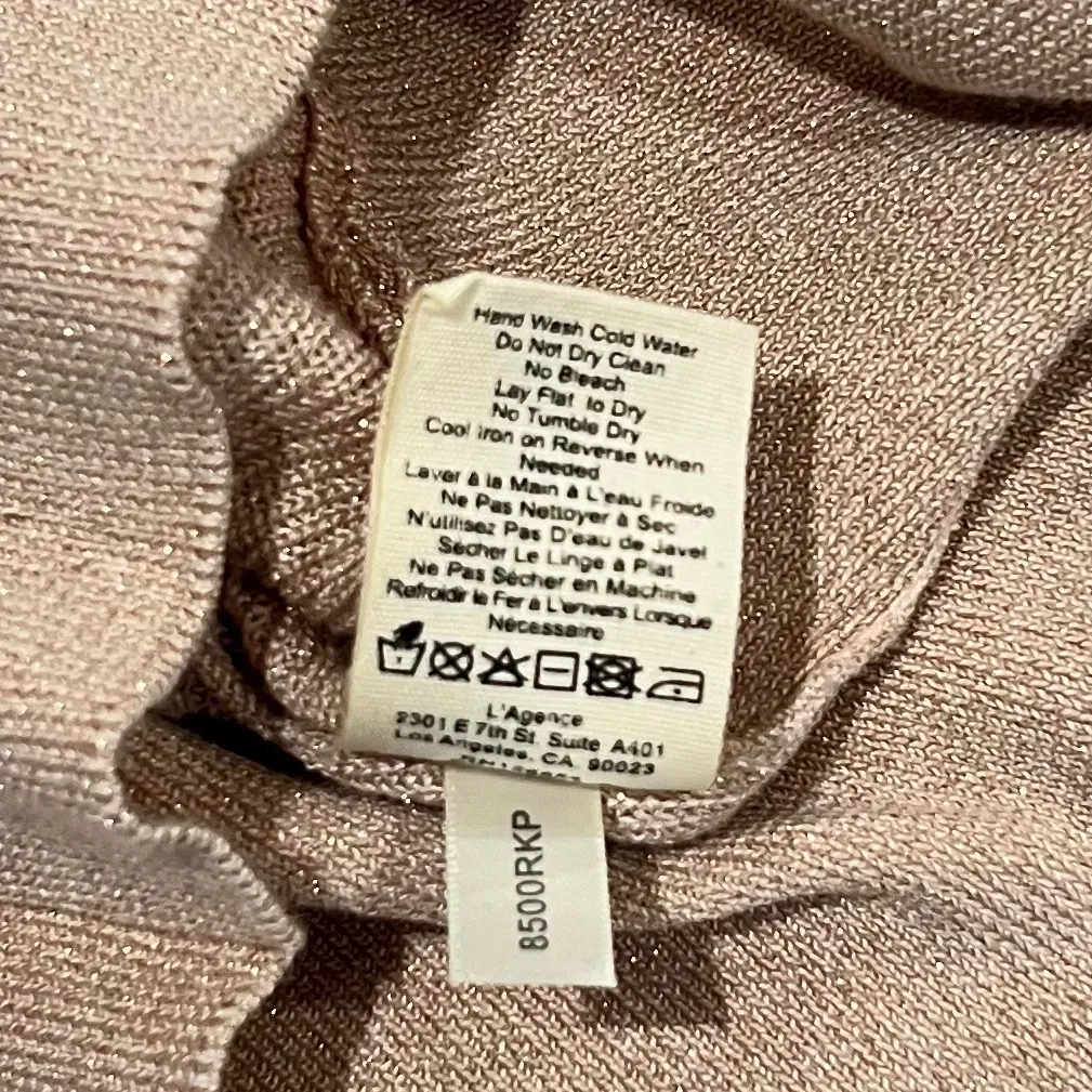 L'AGENCE Blair Faux Wrap Sweater Small Crossover V Neck Pullover Metallic - Image 8