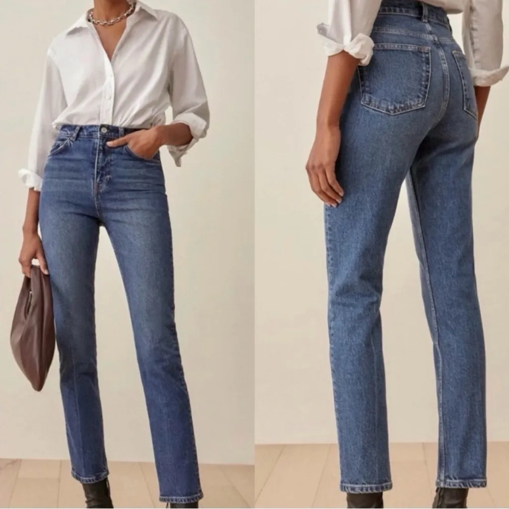 Reformation Liza Straight Jean in Jamaica Blue Size 27 - Image 2